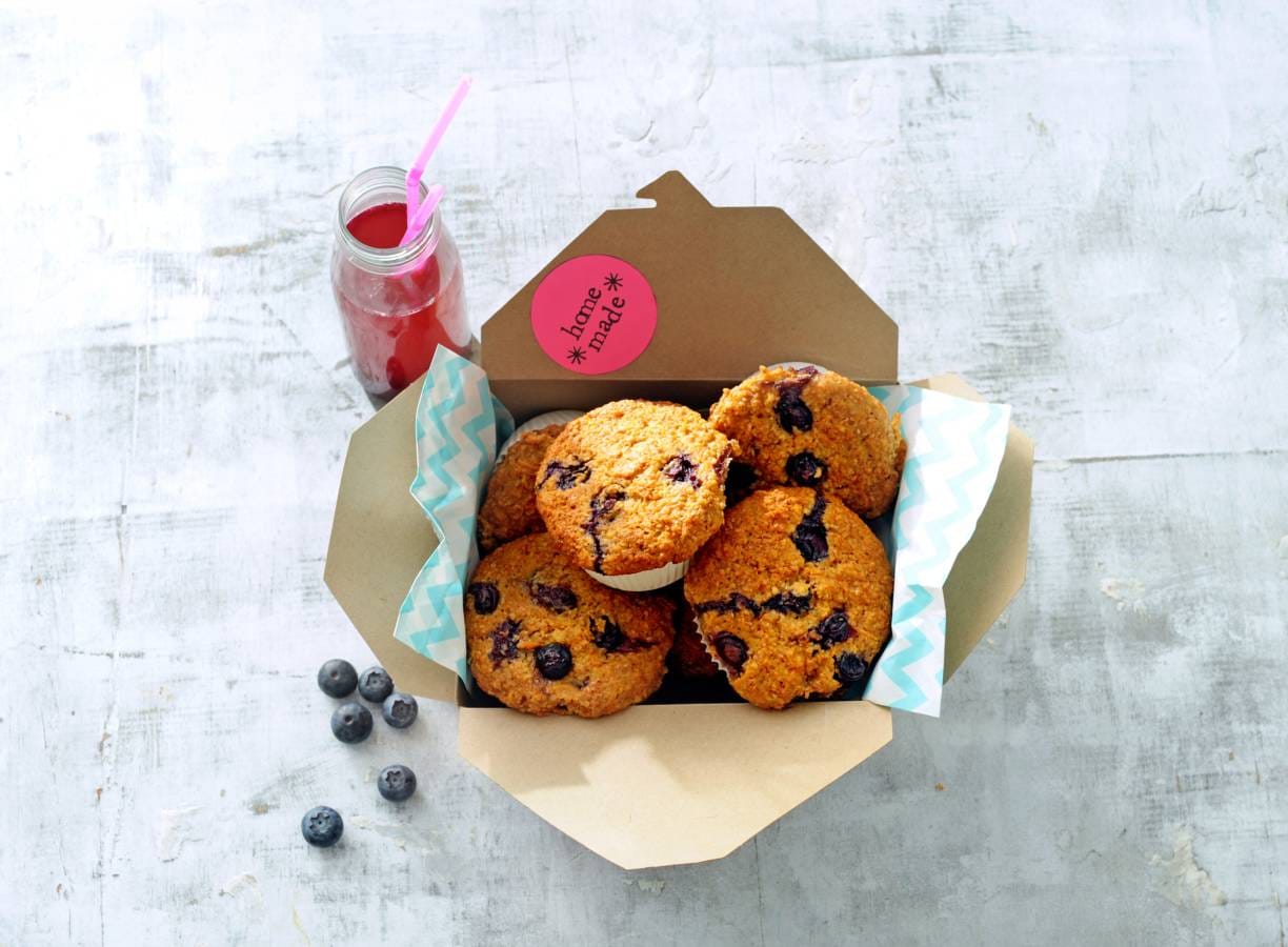 Havermoutmuffins met blauwe bessen