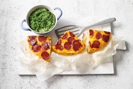 Spaanse aardappeltortilla en spinazie a la crème