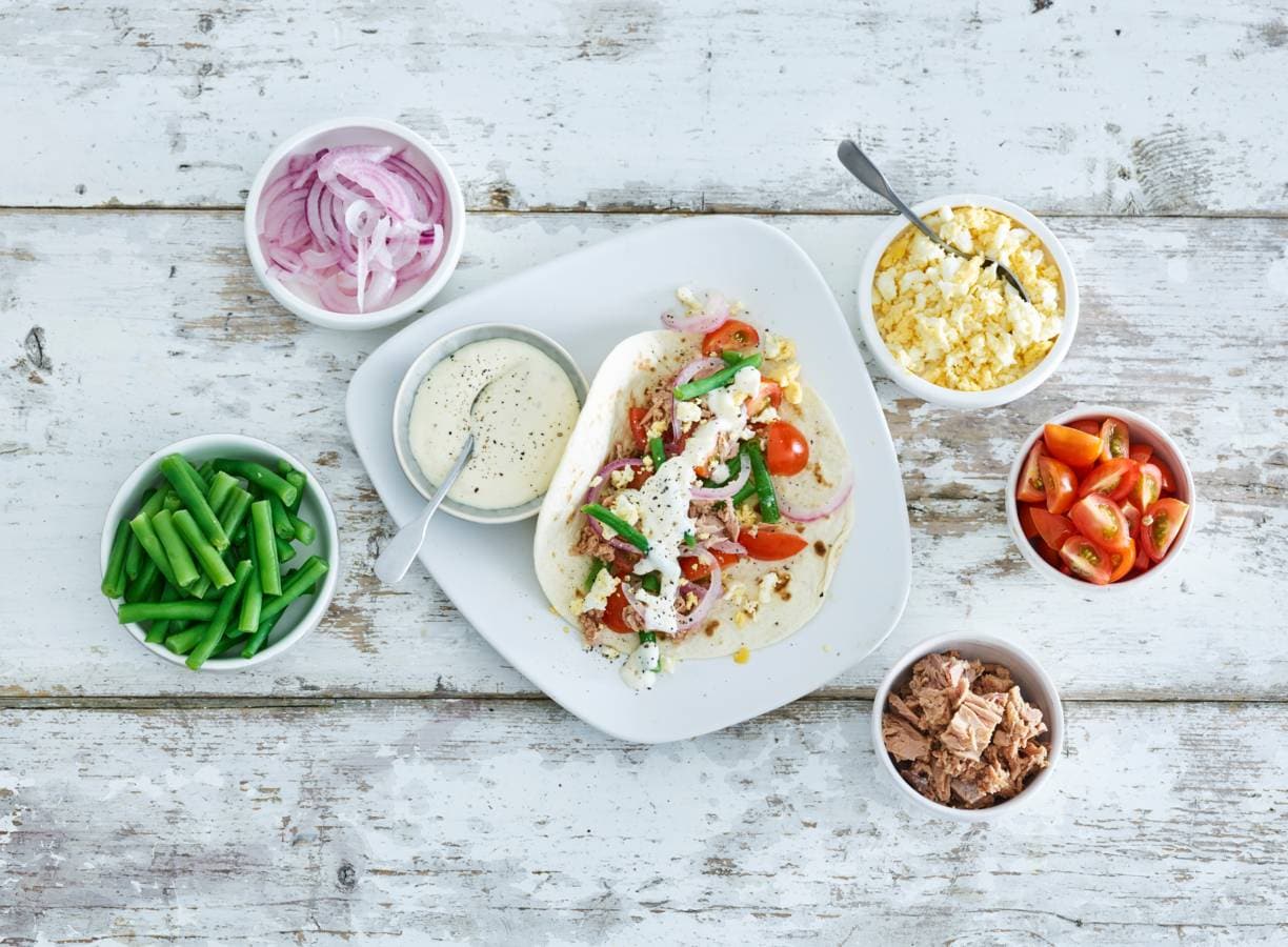 Wraps niçoise met tonijn