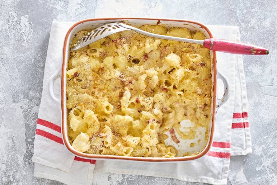 smeuïge mac & cheese met bloemkoolroosjes - recept - allerhande
