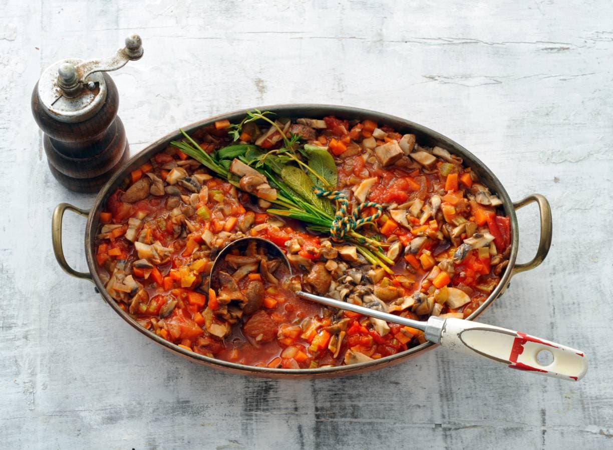 Vegabolognese met kastanjechampignons