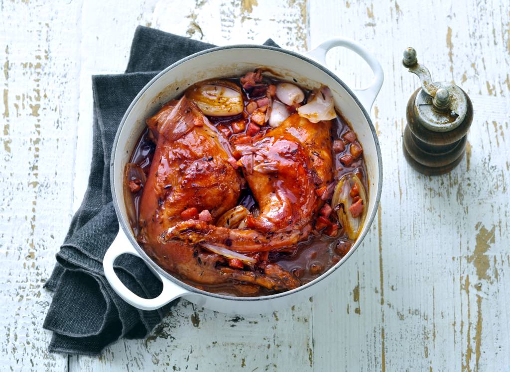 Gestoofd konijnenbout met stroop