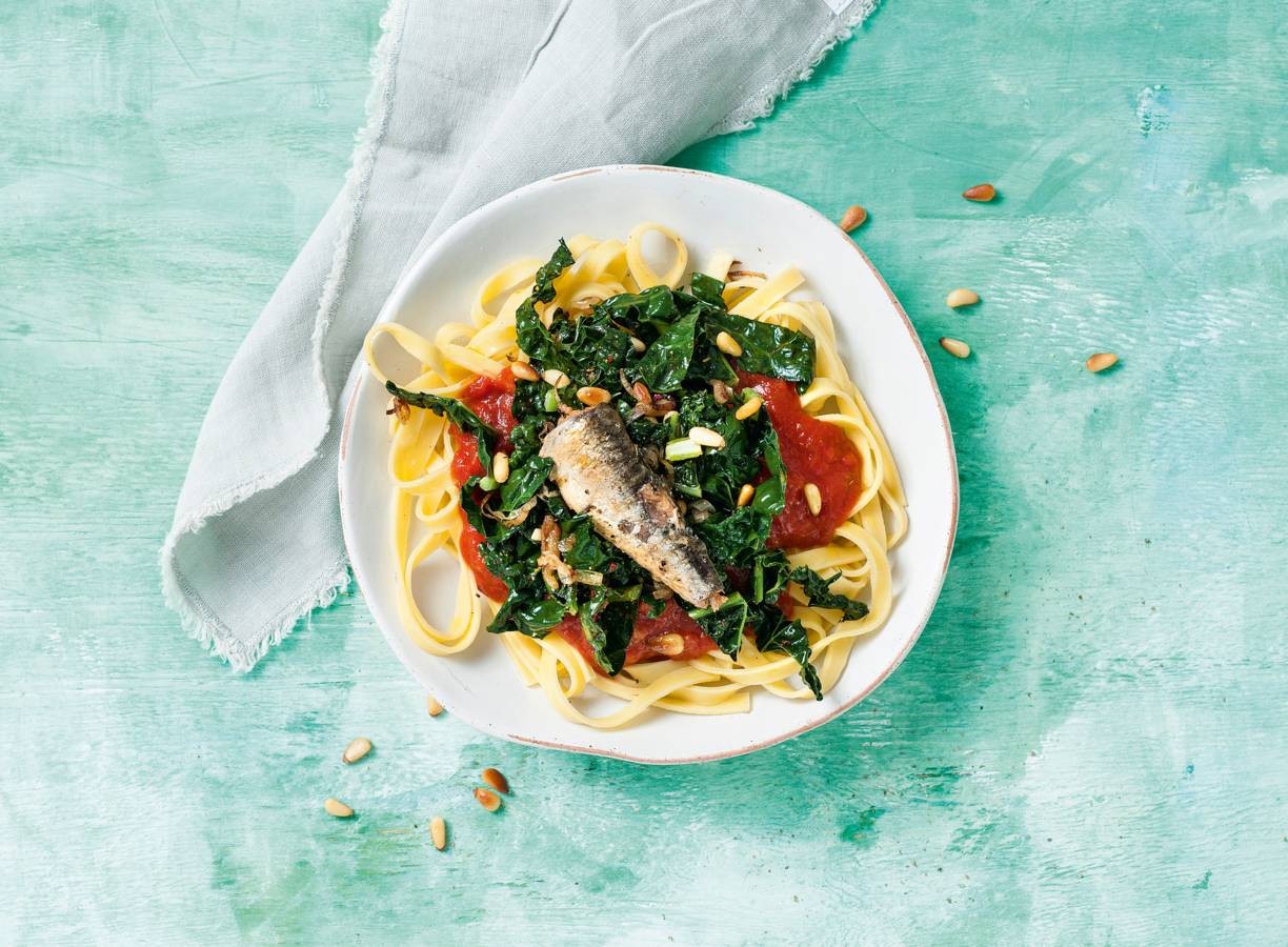 Pikante pasta met sardine