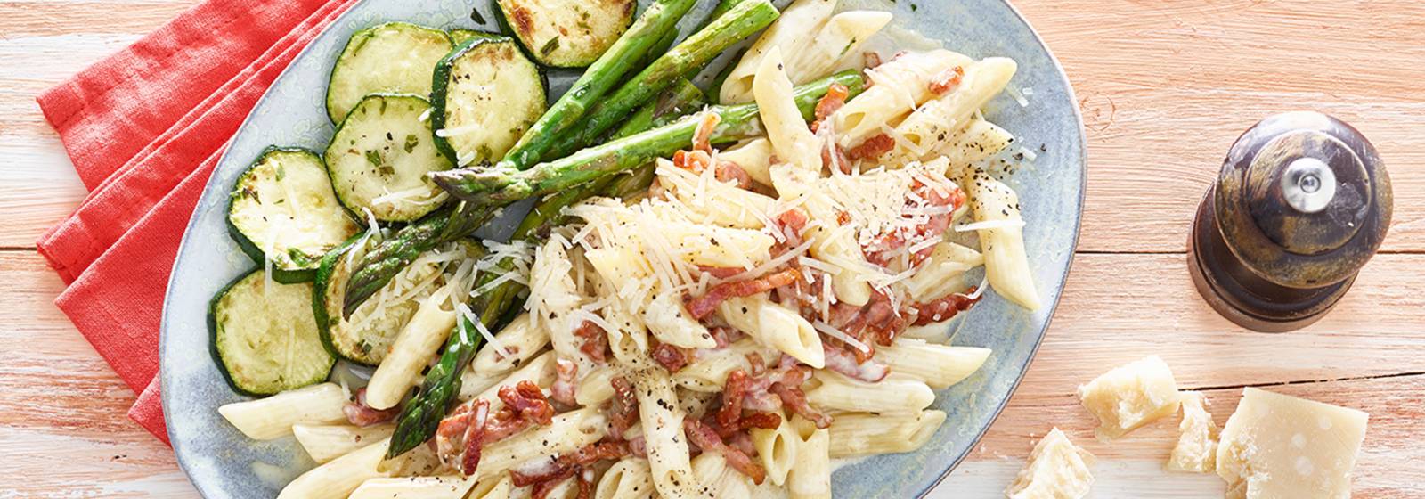 Pasta carbonara met groenten recept Allerhande Albert Heijn