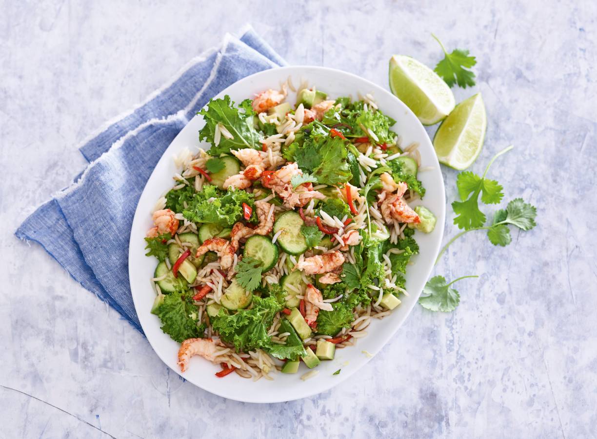Aziatische salade met rivierkreeftjes