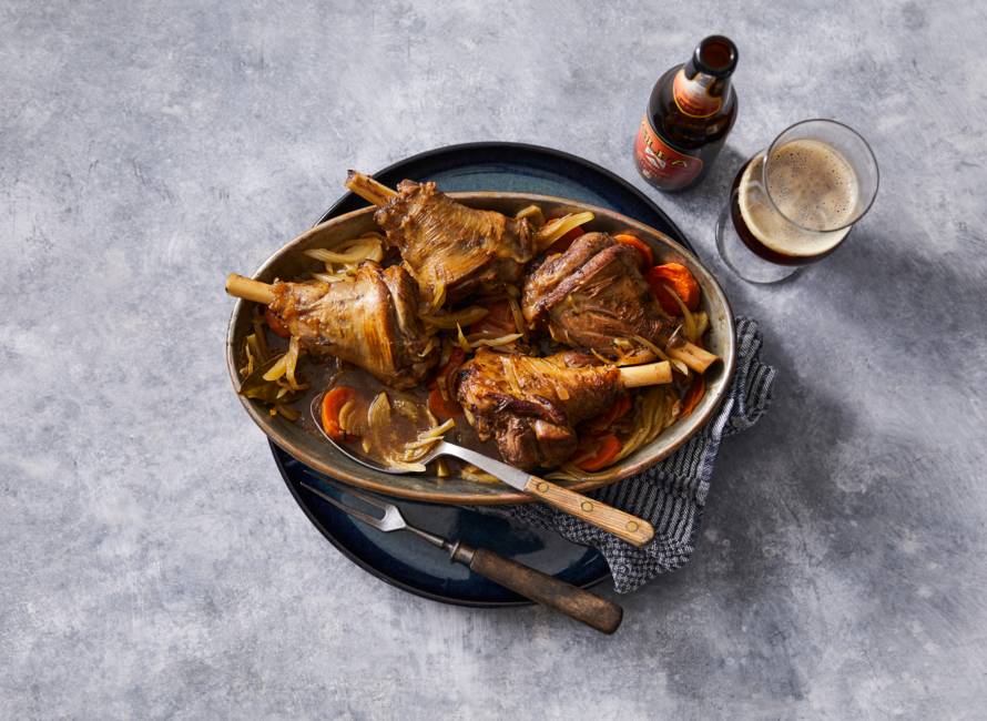 Lamsschenkels met bokbier