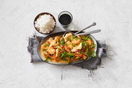 Viscurry met zelfgemaakte boemboe