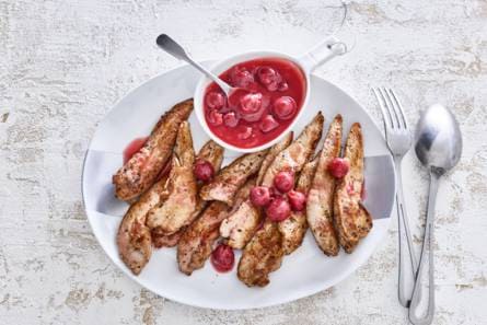 Eendenhaasjes met kersen-biersaus