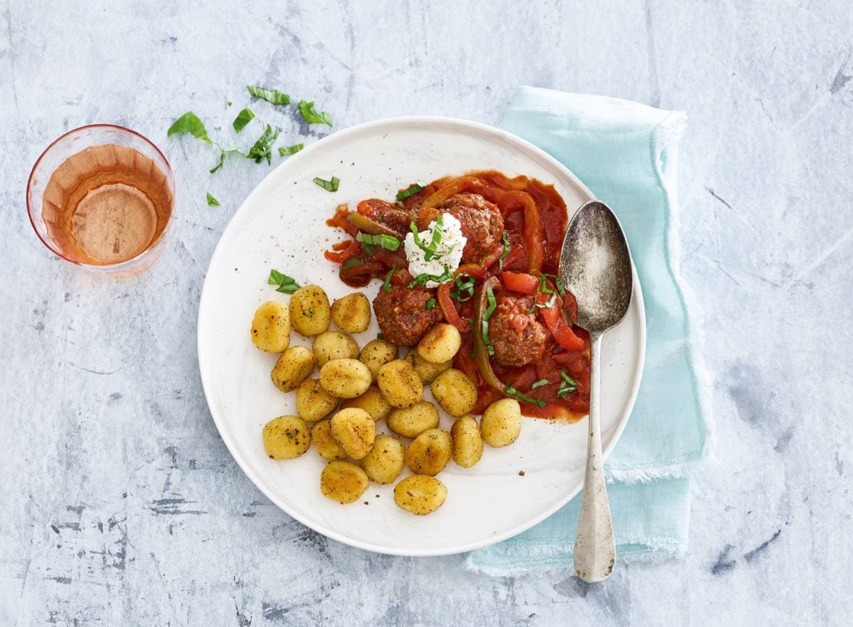 Gnocchi met Italiaanse ricotta-gehaktballetjes