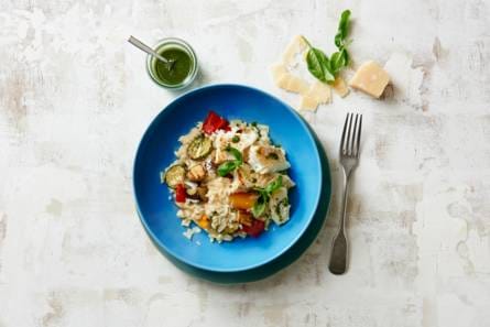 Risotto met kabeljauw en basilicumolie