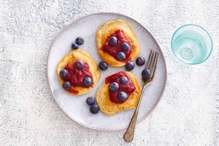 Meergranenpannenkoekjes met fruitpuree