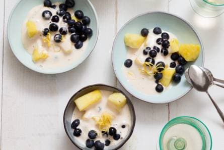 Vers fruit met sabayon van kriekbier