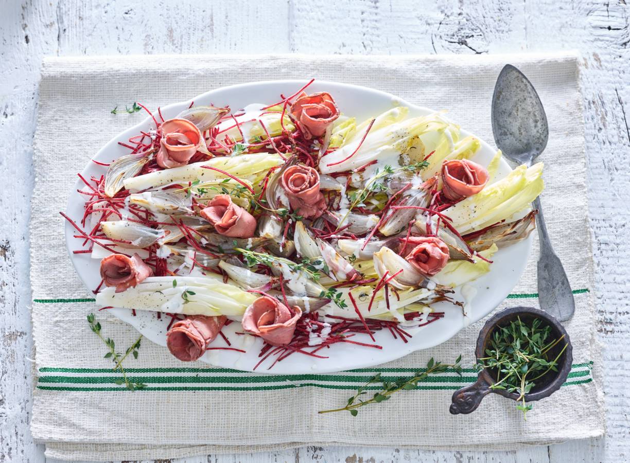 Rosbiefsalade met witlof