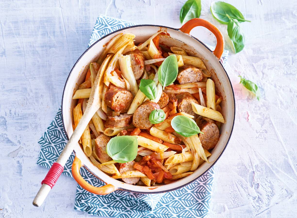 Penne met hartige venkel-pancettasaus