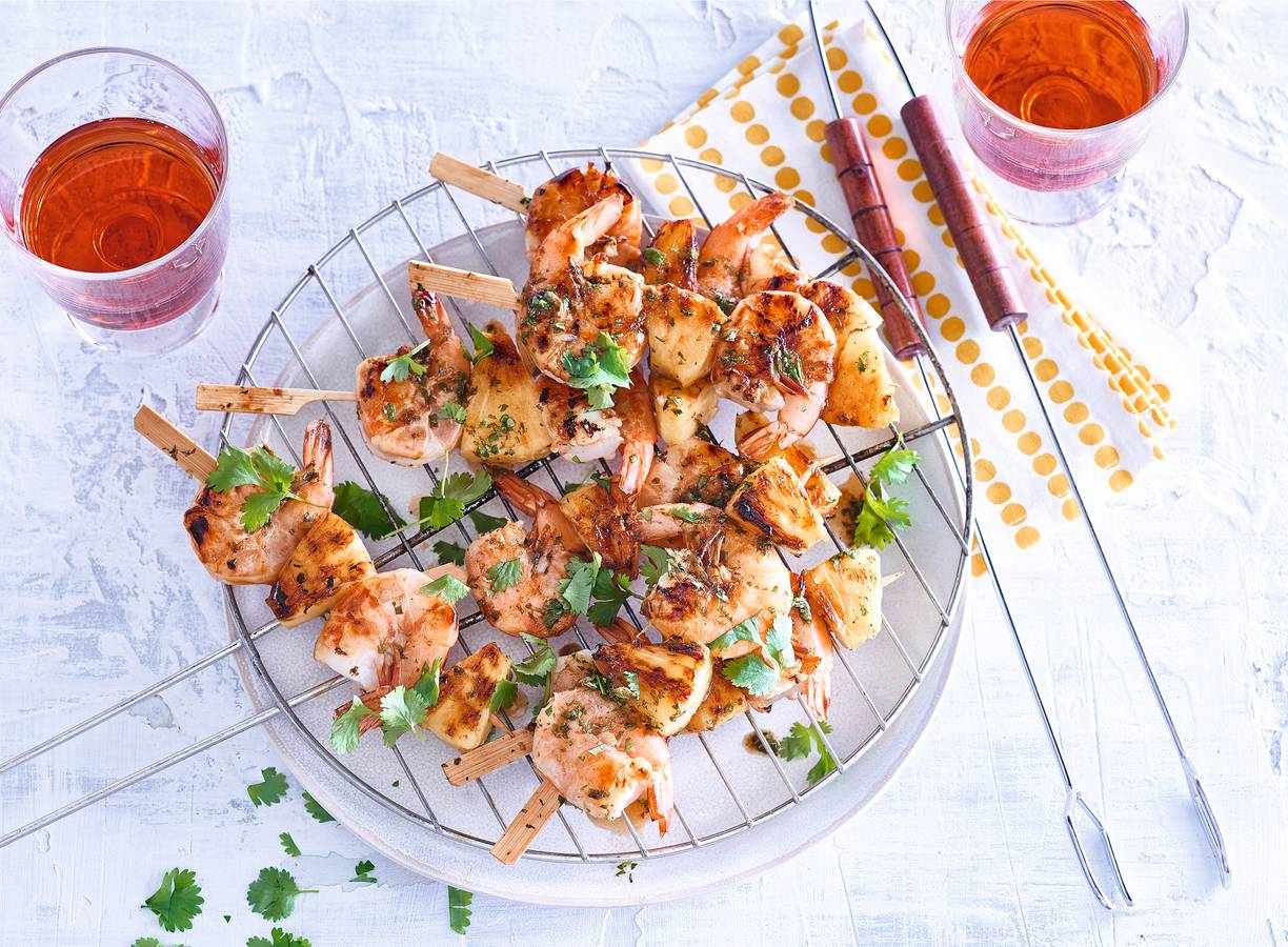 Pittige, gegrilde garnalen