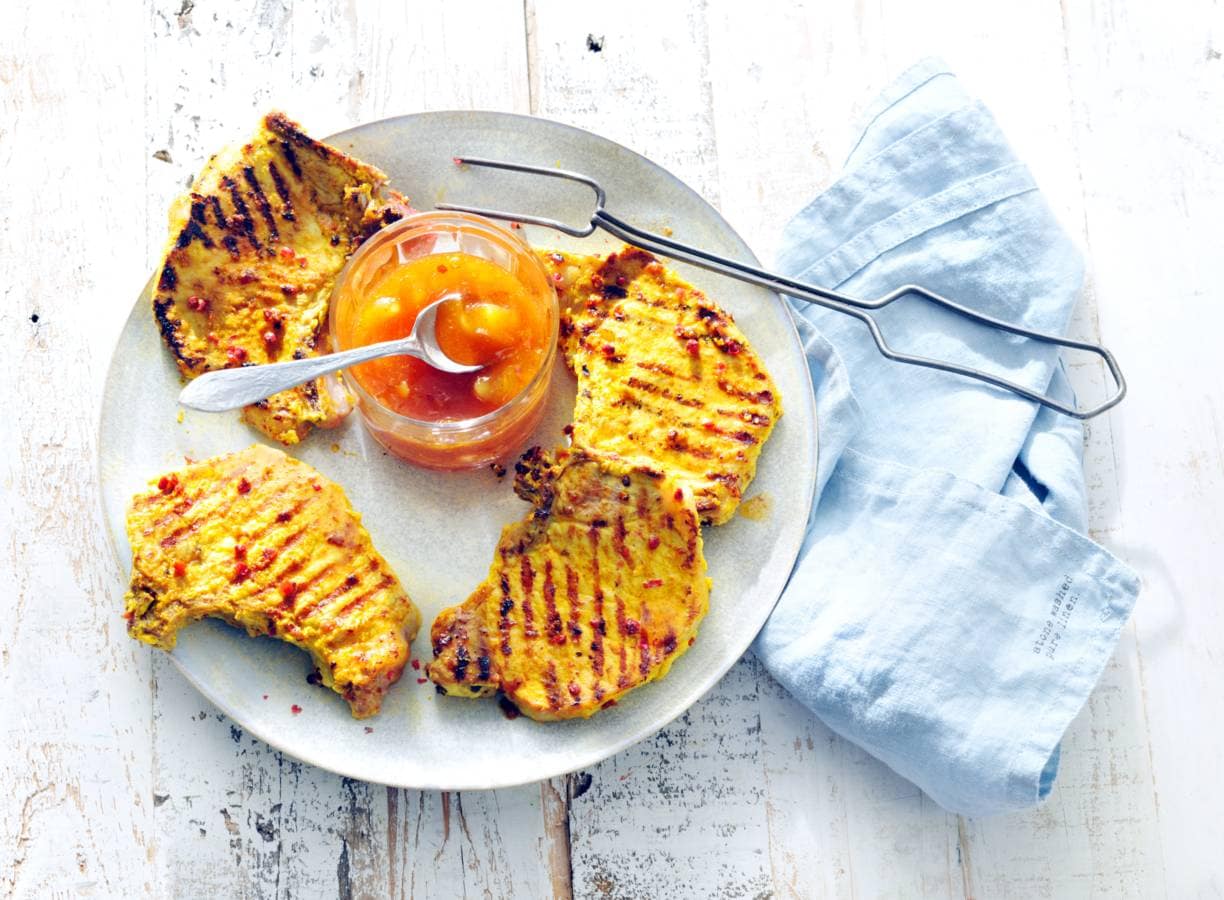 Spicy ribkarbonade met mangochutney