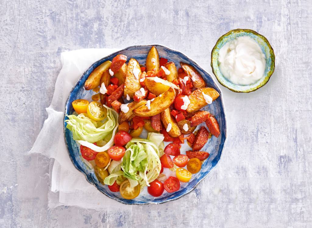 Geroosterde aardappelen met aïoliyoghurtdressing recept Allerhande Albert Heijn