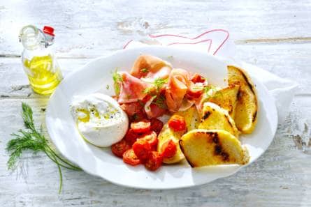 Burrata met geroosterde tomaat