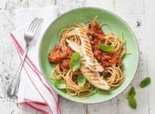 Een supersnelle spaghetti. Binnen 15 minuten staat-ie op tafel.