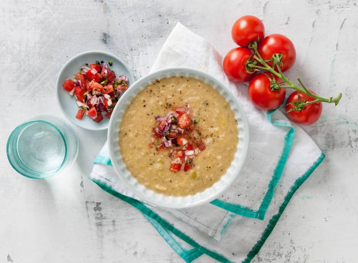 Courgettesoep met prei & tomatensalsa