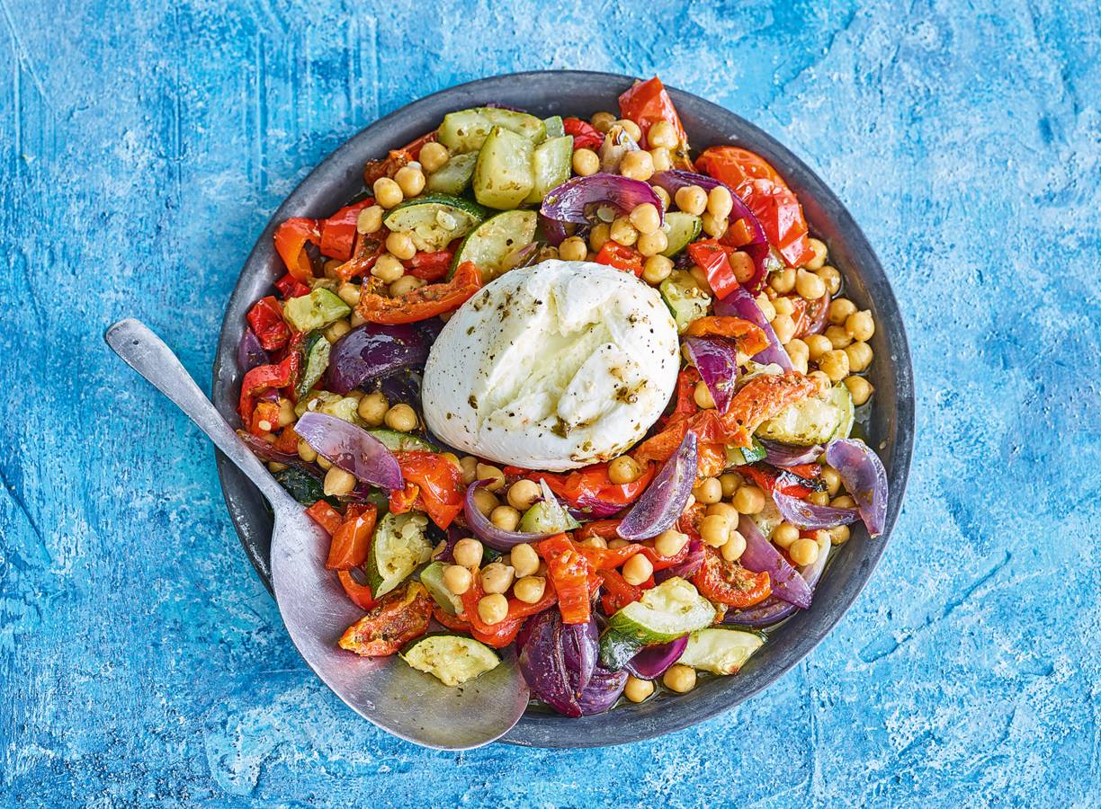 Gekruide groenten met burrata