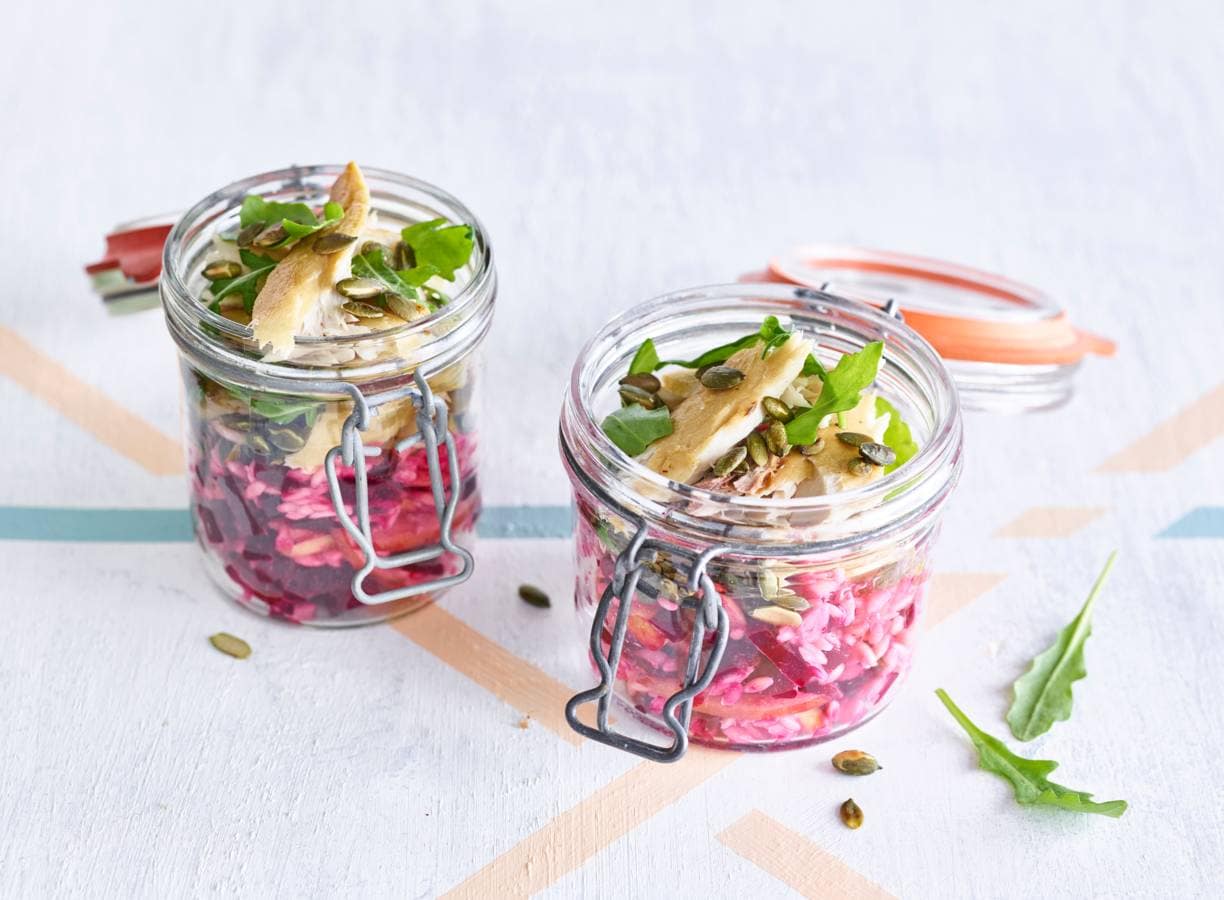 Risosalade met makreel, rode biet & rucola