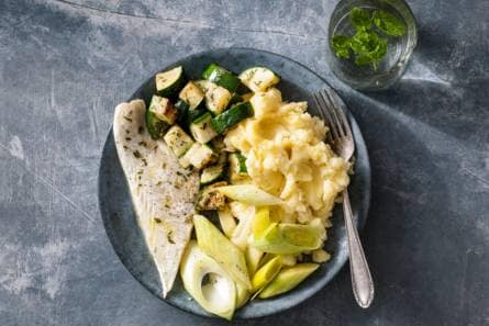 Gebakken schelvis met groene groenten