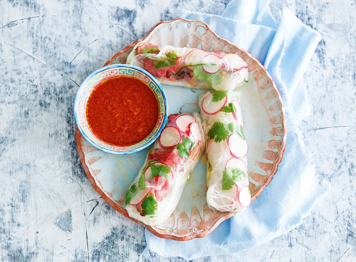 Springrolls met 'panang' biefstuk