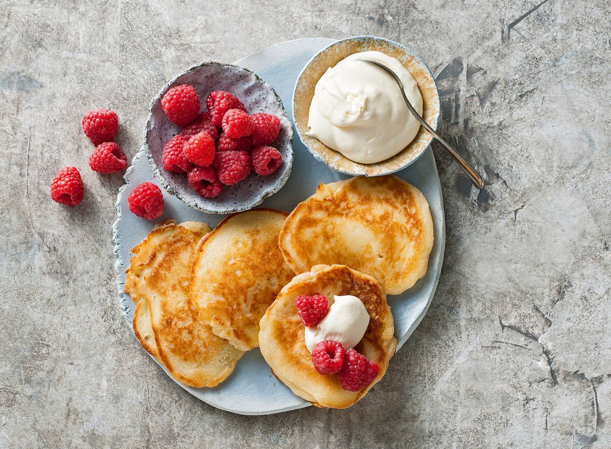 Limoenpannenkoekjes met frambozen