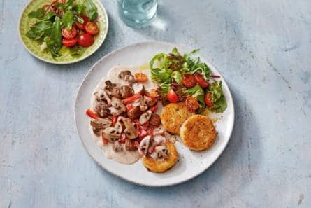 Paddenstoelenstroganoff met röstikoekjes