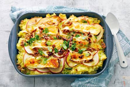 Knolselderijgratin met appel en walnoten