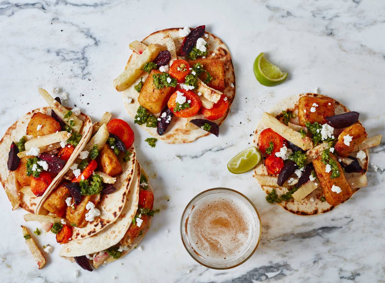 Gordita's met gegrilde groente & kibbeling
