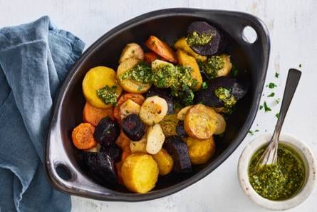 Wortelmix met peterseliepesto