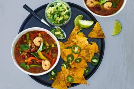 Mexicaanse bonensoep met garnalen