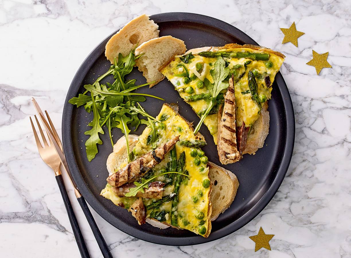 Groenteomelet met gegrilde makreel