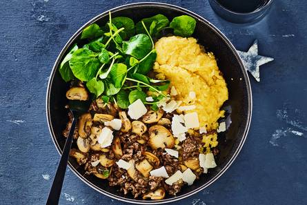 Romige polenta met parrano snippers