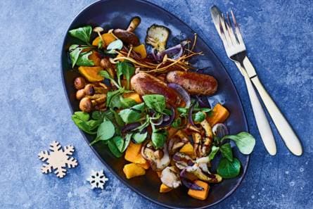 Lauwwarme zoete-aardappelsalade met Funghi Trifolati