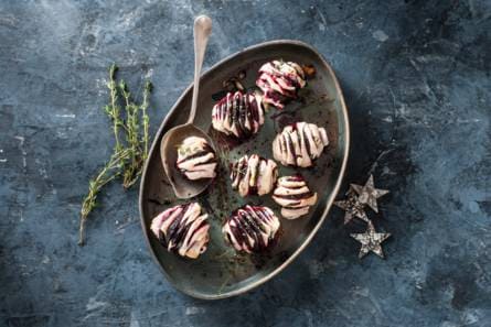 Hasselbackbietjes met tijm en geitenkaas