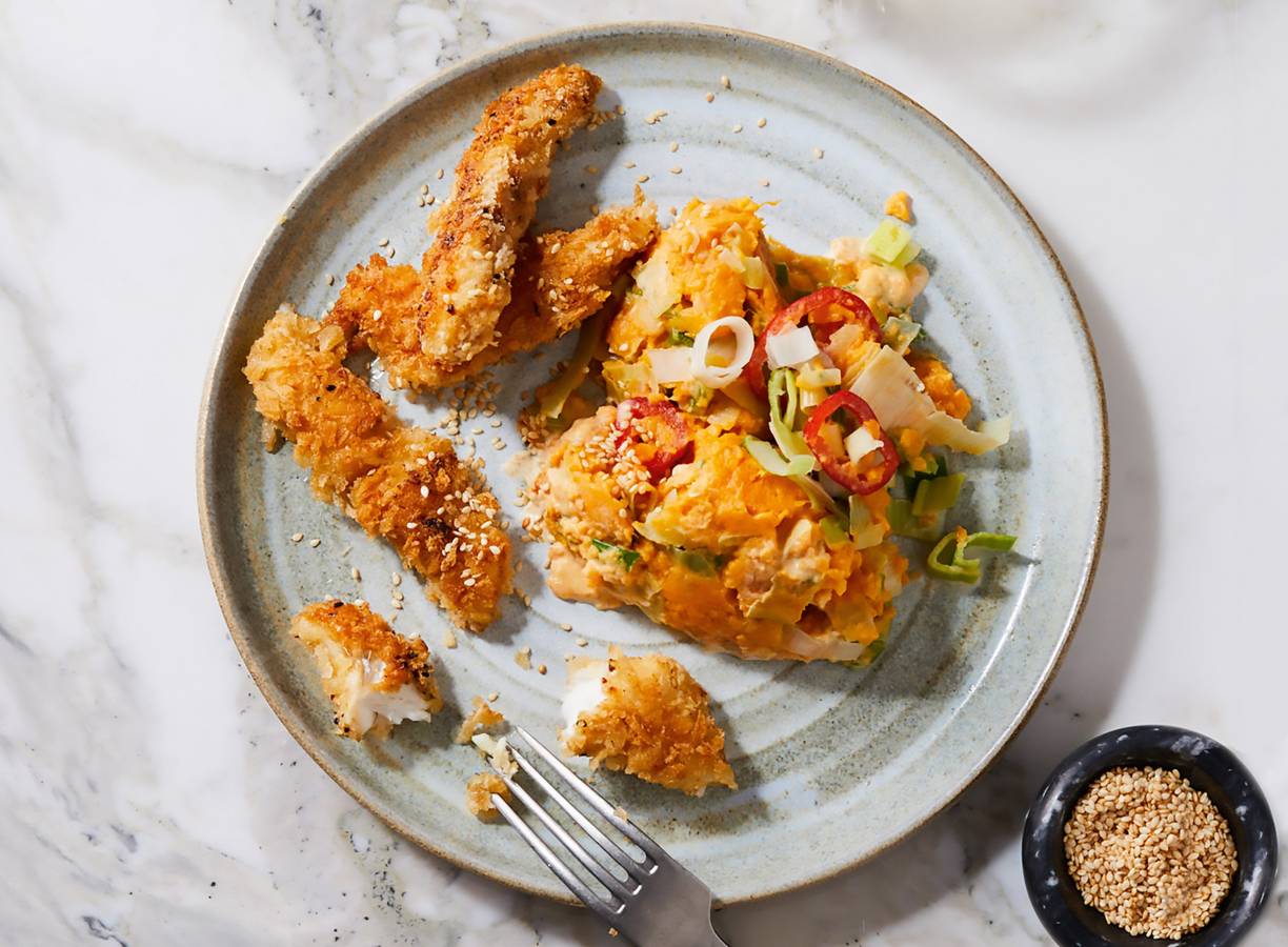 Zelfgemaakte vissticks met spicy korstje