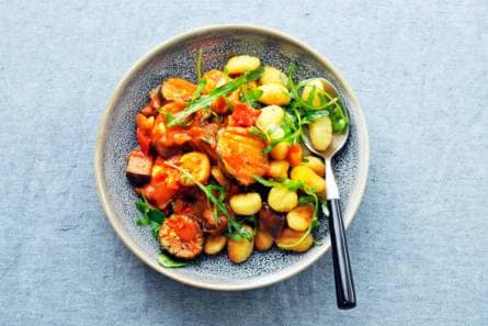 Gebakken gnocchi met gegrilde groenten