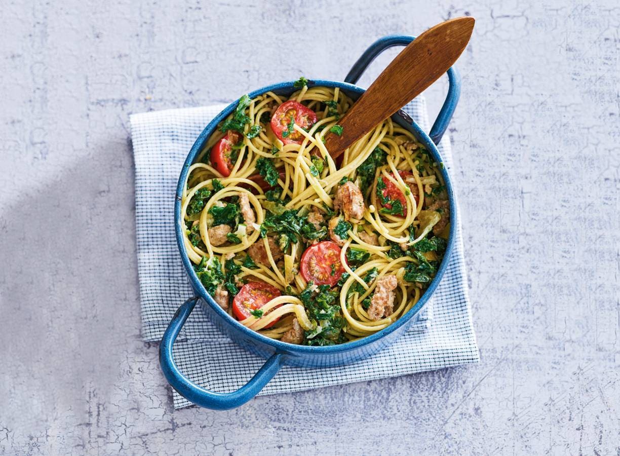 Spaghetti Met Boerenkool En Worst Recept Allerhande Albert Heijn