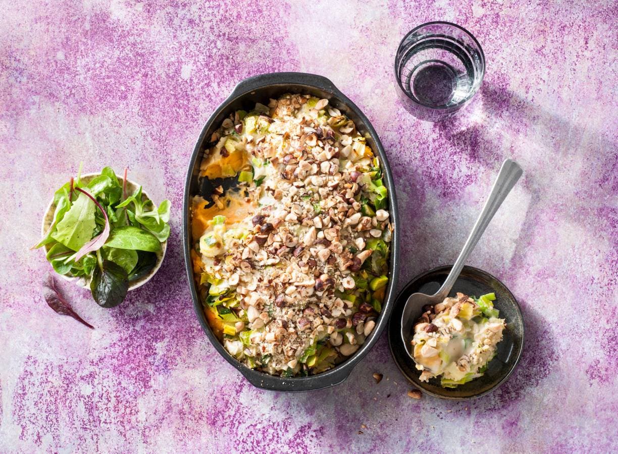 Vegan zoete aardappel-preischotel