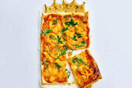 Oranje plaatpizza
