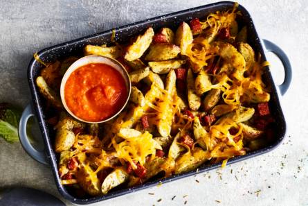 Aardappelpartjes uit de oven met chorizo