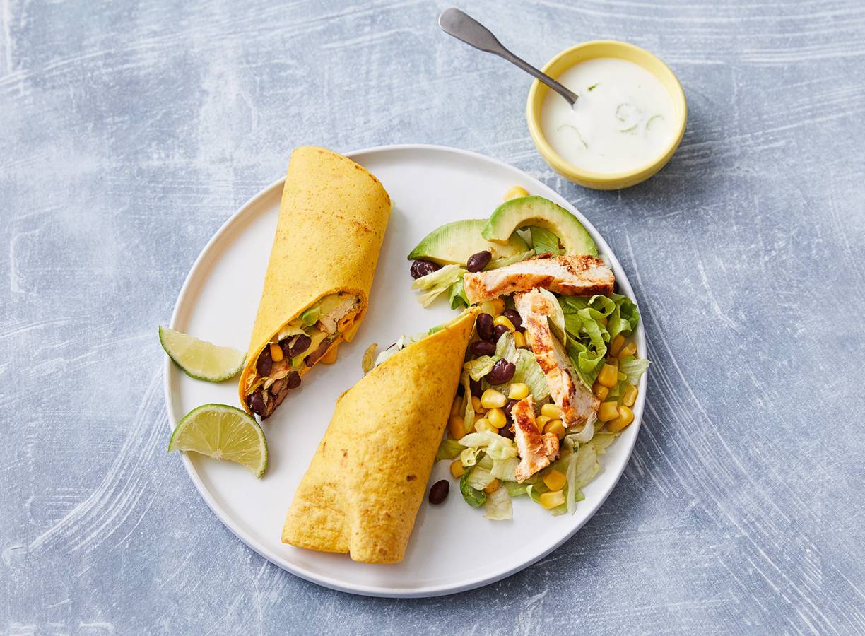 Mexicaanse wraps met gegrilde kip en avocado