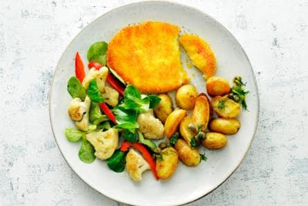 Trio van ovenkriel, bloemkoolsalade & crunchy kaasburger