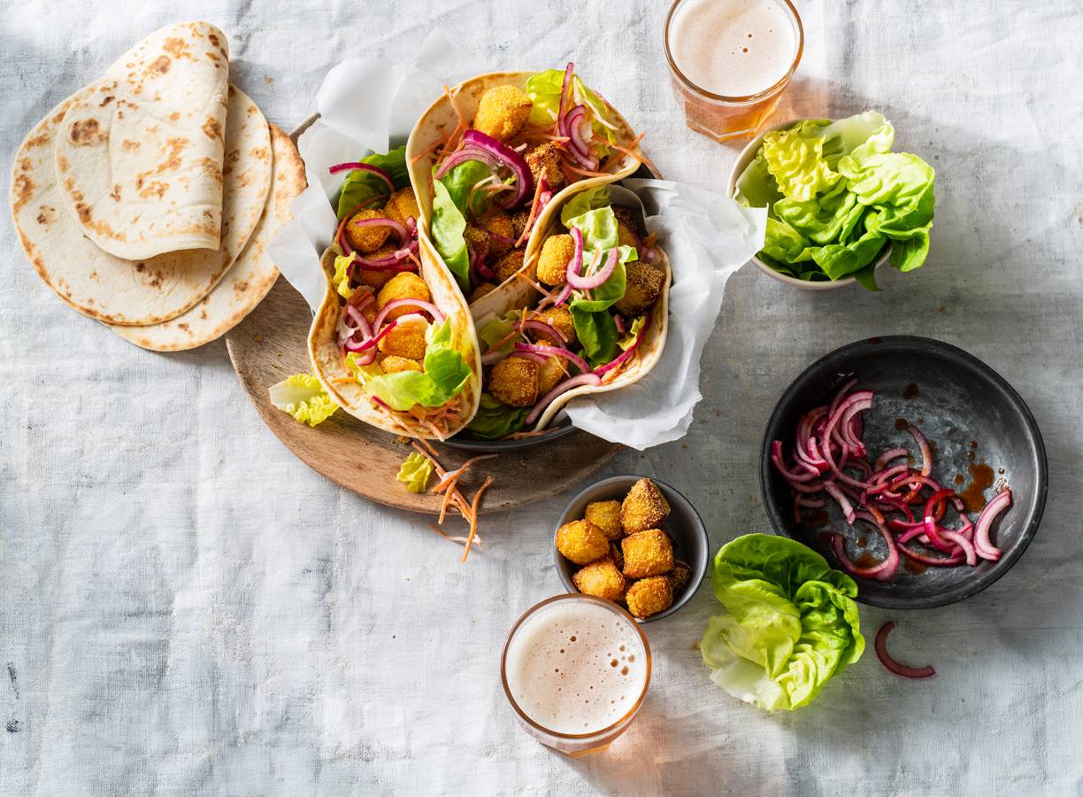 Taco’s met crispy polenta-halloumi
