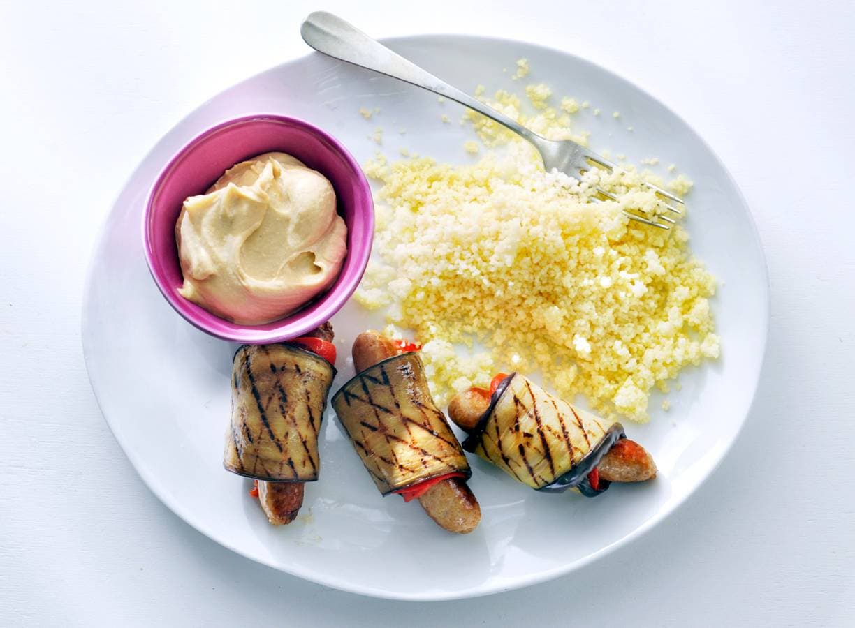 Gegrilde auberginerolletjes