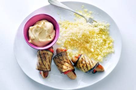 Gegrilde auberginerolletjes
