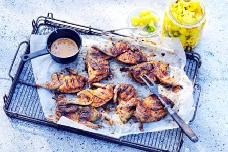 Piripiri-kwartels met ingemaakte bloemkool